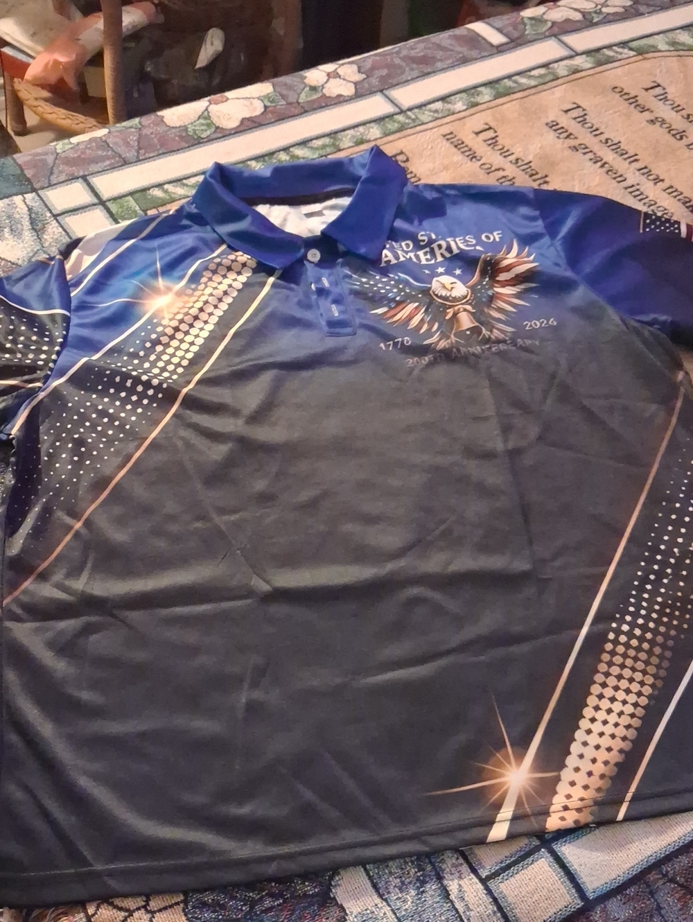 Men's Blue Eagle Graphic Polo Shirt with Patriotic Accent